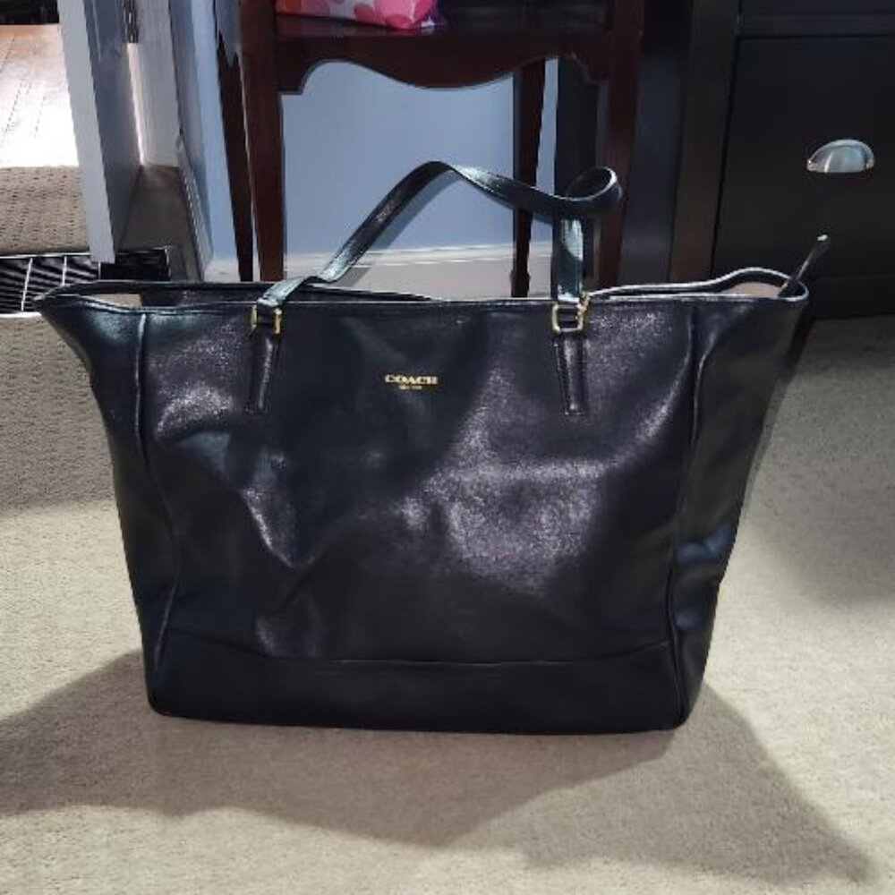 Coach Black Leather City Tote - Picture 1 of 10